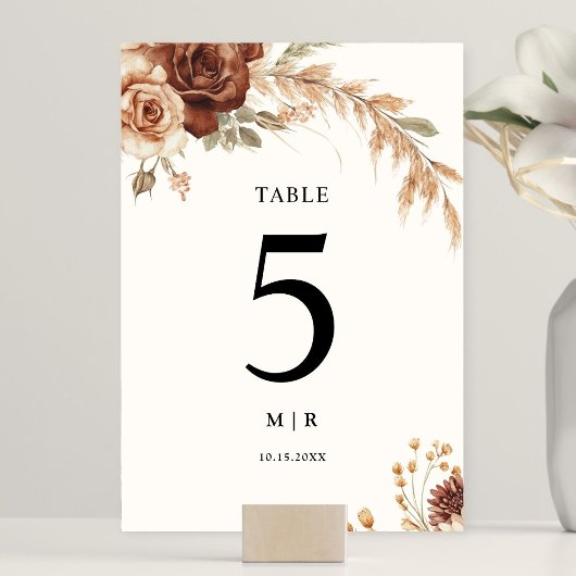 Boho Rusty Terracotta Floral Wedding Kaart