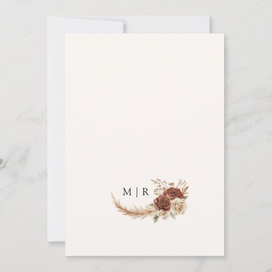 Boho Rusty Terracotta Rustic Floral Bewaar de datu Kaart (Achterkant)