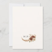 Boho Rusty Terracotta Rustieke Bloemen Huwelijk Kaart (Achterkant)