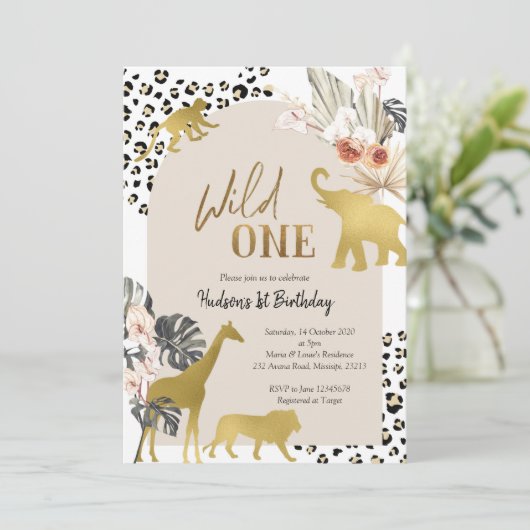 Boho Safari Animal Wild Uitnodiging één dag (Staand voorkant)