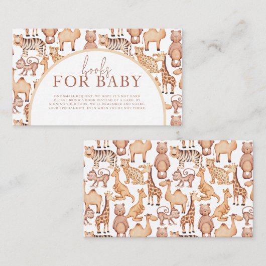 Boho Safari Animals Arch Oerwoud Baby shower Boeke Informatiekaartje (Voorkant / Achterkant)