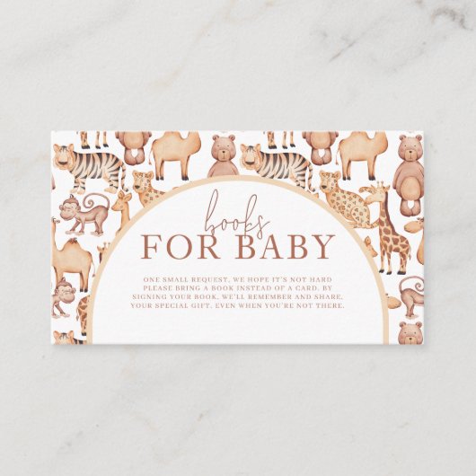 Boho Safari Animals Arch Oerwoud Baby shower Boeke Informatiekaartje (Voorkant)