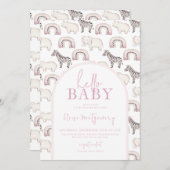 Boho Safari Animals Arch Pastel Baby shower Kaart (Voorkant / Achterkant)
