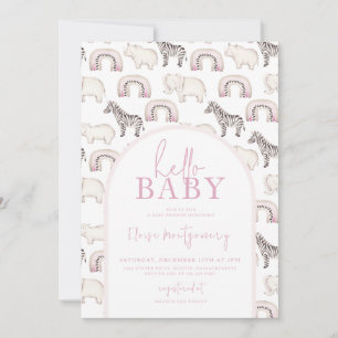 Boho Safari Animals Arch Pastel Baby shower Kaart