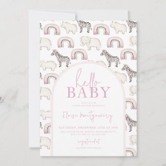 Boho Safari Animals Arch Pastel Baby shower Kaart
