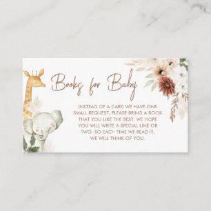 Boho Safari Animals Baby shower Books for Baby Informatiekaartje