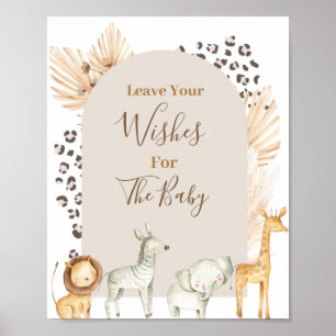 Boho Safari Animals Baby shower wenst Baby Poster