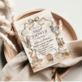 Boho Safari Animals Beige Neutral Baby Shower Kaart