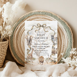 Boho Safari Animals Beige Neutral Baby Shower Kaart