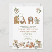 Boho Safari Animals Brown Oh Baby shower Kaart (Voorkant)