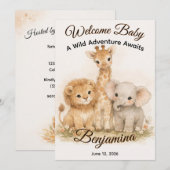Boho Safari Animals Earthy Neutral Shower Party Kaart (Voorkant / Achterkant)
