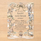 Boho Safari Animals Gender Neutral Baby Shower Acryl Uitnodigingen (Voorkant)