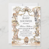 Boho Safari Animals Gender Neutral Baby Shower Kaart (Voorkant)