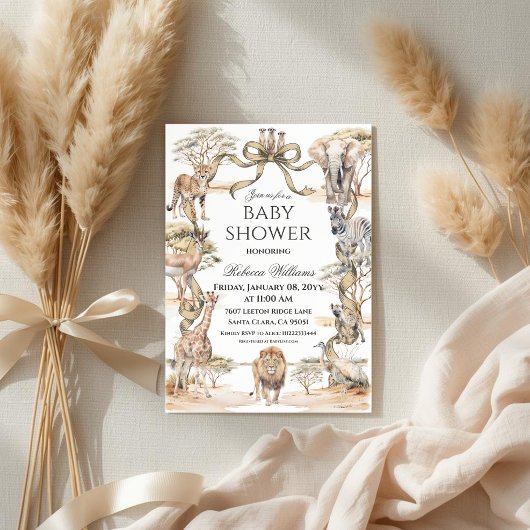 Boho Safari Animals Gender Neutral Baby Shower Kaart