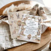 Boho Safari Animals Gender Neutral Baby Shower Kaart