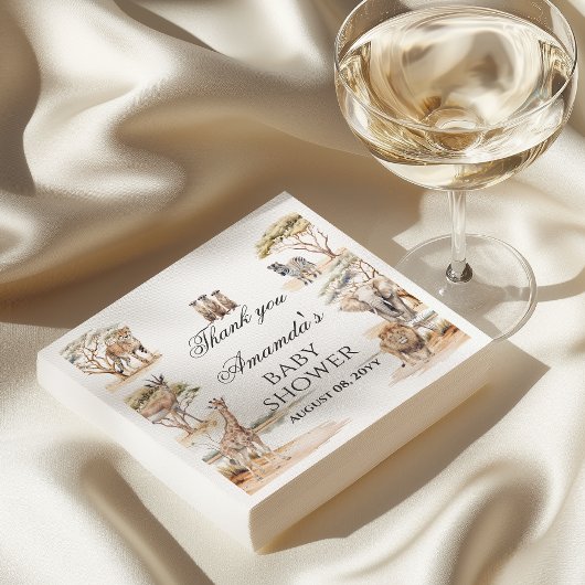 Boho Safari Animals Gender Neutral Baby Shower Servet