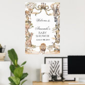 Boho Safari Animals Neutral Baby Shower Welcome Poster (Thuiskantoor)