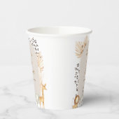 Boho Safari Animals Pampas Grass White Paper Cups Papieren Bekers (Links)