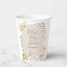 Boho Safari Animals Pampas Grass White Paper Cups Papieren Bekers