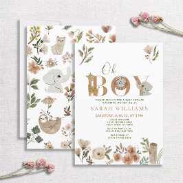Boho Safari Animals Sweet Baby Boy Baby shower Kaart