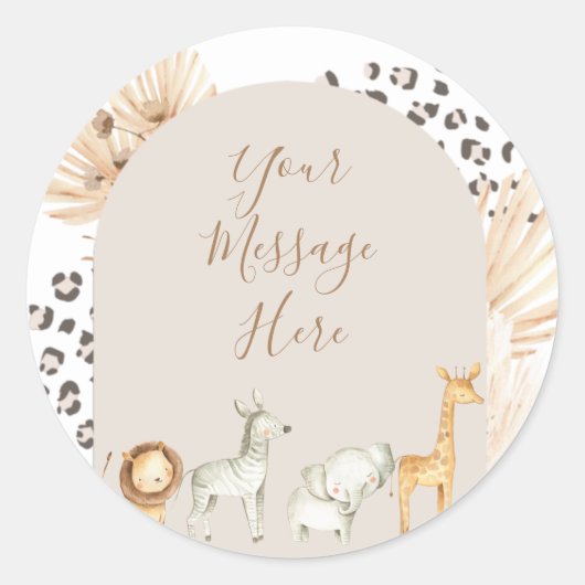 Boho Safari Animals Waterverf Bericht Sticker (Voorkant)
