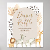 Boho Safari Animals Waterverf Diaper Raffle Poster (Voorkant)