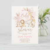 Boho Safari Baby shower Girl Invitation Kaart (Staand voorkant)