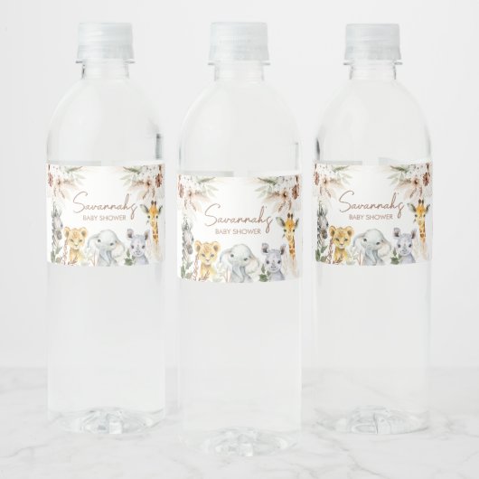 Boho Safari Baby shower Waterfles Etiket (Flessen)