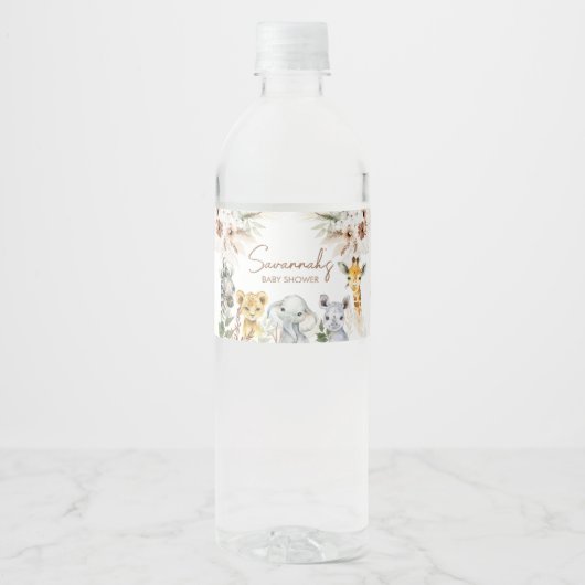 Boho Safari Baby shower Waterfles Etiket (Voorkant)