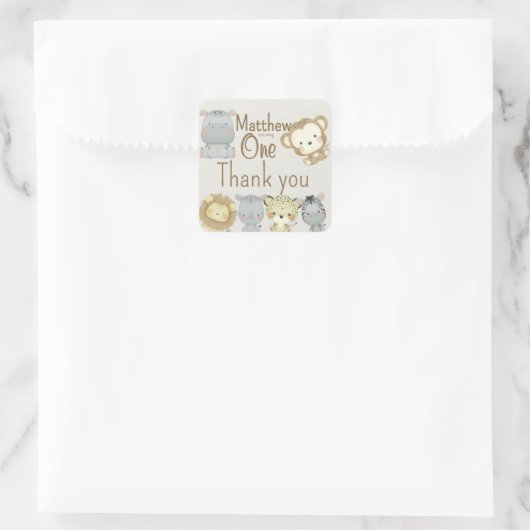 Boho Safari Birthday Square Sticker (Tas)