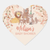 Boho Safari Blush Roze Pampas Gras Cupcake Topper Hart Sticker (Voorkant)