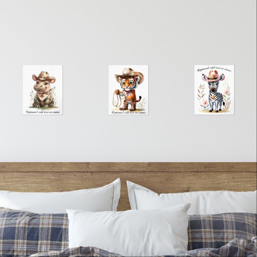 Boho Safari Cowboy Nursery Gepersonaliseerde Kinde Muurkunst Sets (Slaapkamer)