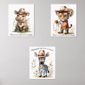 Boho Safari Cowboy Nursery Gepersonaliseerde Kinde Muurkunst Sets (Voorkant)