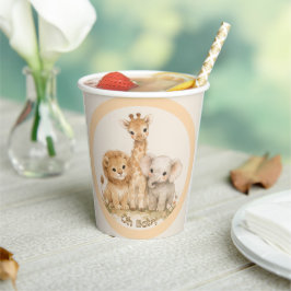 Boho Safari Dier Aards Neutraal Knuffel Baby Showe Papieren Bekers