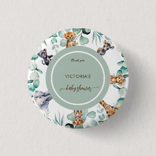 Boho Safari Dier Schattige groen Baby shower Ronde Button 3,2 Cm