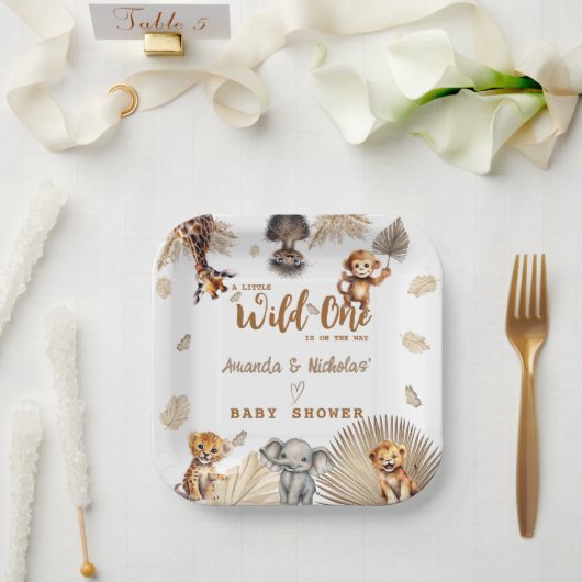 Boho Safari Dier Wild Een Baby shower Papieren Bordje (Huwelijk)