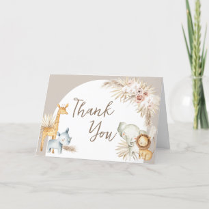 Boho Safari Dieren Baby shower Bedankkaart