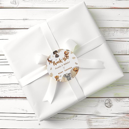Boho Safari Dieren Baby shower Dank u Ronde Sticker