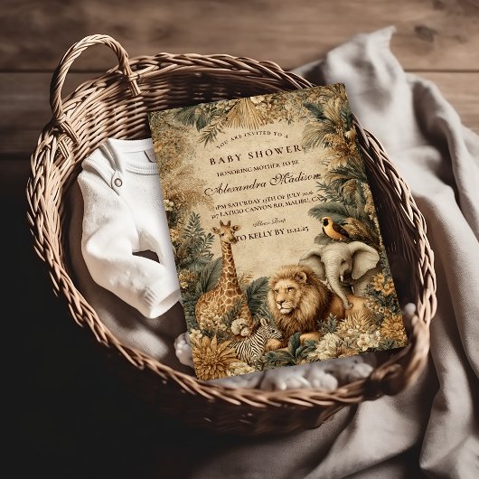 Boho Safari Dieren Baby Shower Kaart