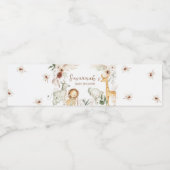 Boho Safari Dieren Baby shower Waterfles Etiket (Enkel label)