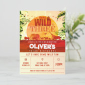 Boho Safari Dieren Jong Wild & Drie Verjaardag Kaart (Staand voorkant)