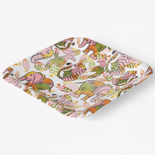 Boho Safari Dieren Oerwoud Verjaardag Tween Papieren Bordje (Gebogen)