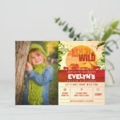 Boho Safari Dieren Vier Ooit Wilde Foto Verjaardag Kaart (Staand voorkant)