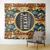 Boho Safari Giraffe 30e Verjaardag Welkom Wandkleed (In Situ (horizontaal))