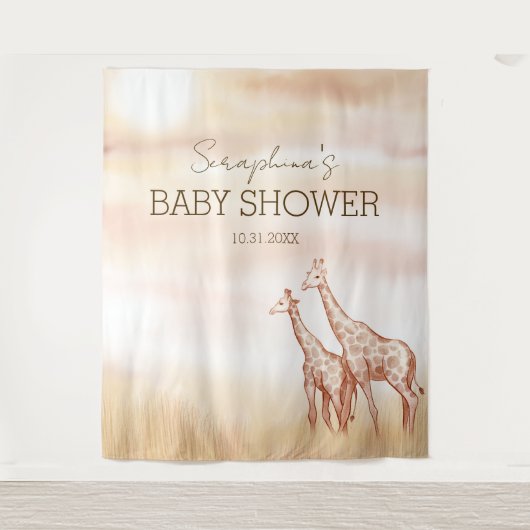 Boho Safari Giraffe Baby shower Wandkleed (Voorkant)
