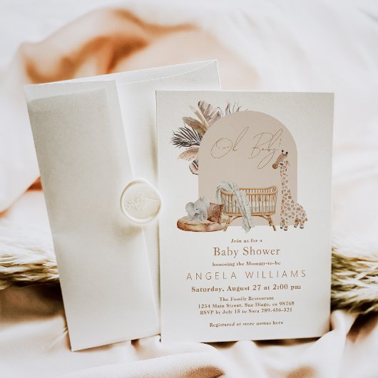 Boho Safari Kwekerij Genderneutraal Baby shower Kaart