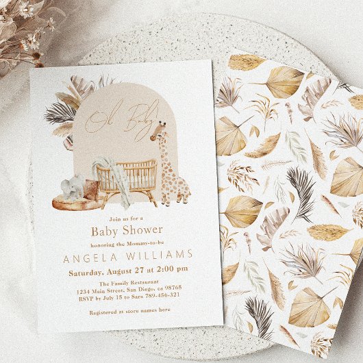 Boho Safari Kwekerij Genderneutraal Baby shower Kaart