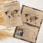 Boho Safari Leopard Wedding Passport World Map
