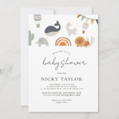 Boho Safari Leuk Dier Regenboog Baby shower Kaart (Voorkant)