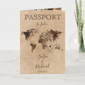 Boho Safari Luipaard Trouwpas Wereldkaart (Voorkant)
